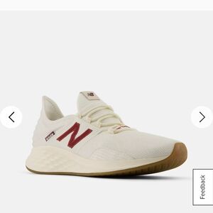 New Balance Men's White and Burgundy Sneakers